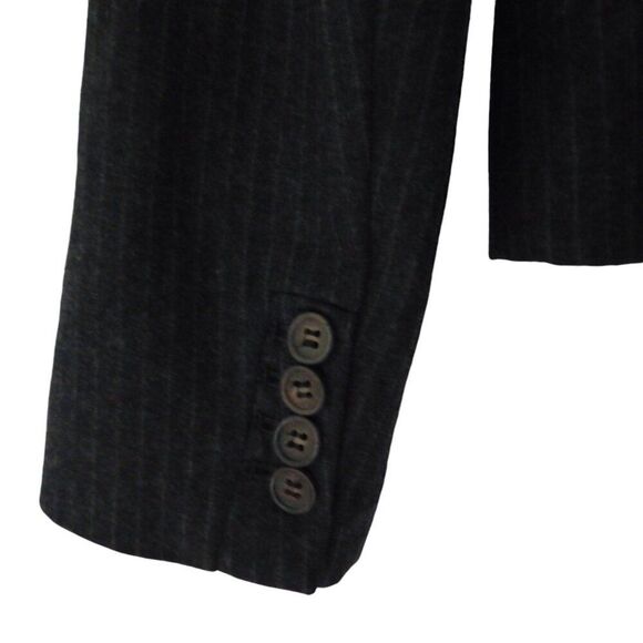 J Crew Womens Super 120s 100% Wool  Button Blazer Jacket Size 4 Gray Pinstripe - Picture 3 of 8